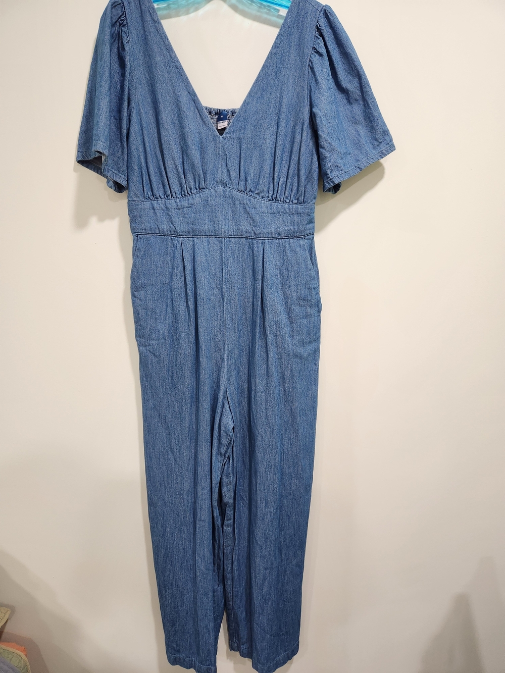 Old Navy Denim V-Neck Wide-Leg Jumpsuit - Blue